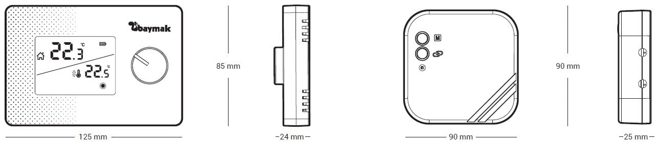 Baymak Logi S Oda Termostatı Ölçüleri
