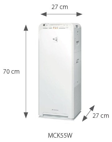 Daikin MCK55W Nemlendirmeli Hava Temizleme Cihazı Boyutlar