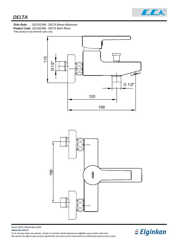 Eca 102102346 Delta Banyo Bataryası 102102346 Teknik Resim