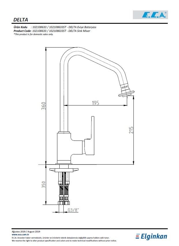 Eca Delta Mutfak Bataryası 102108633 Teknik Resim