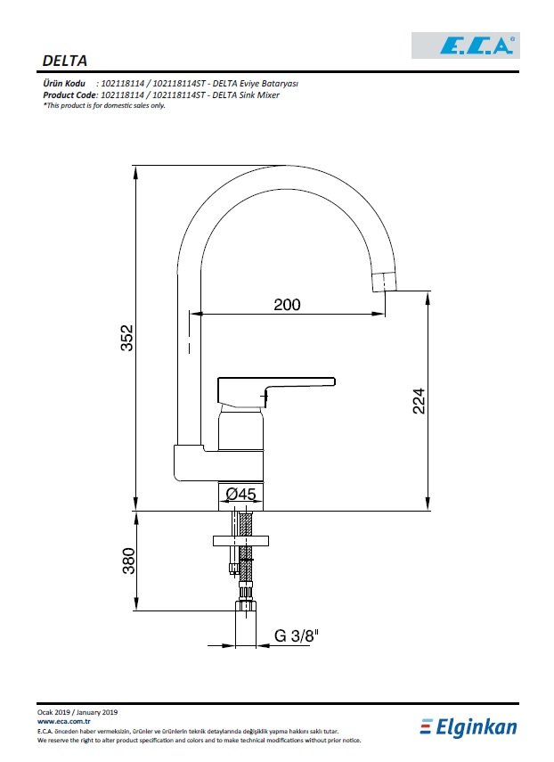 Eca Delta Mutfak Bataryası 102118114 Teknik Resim