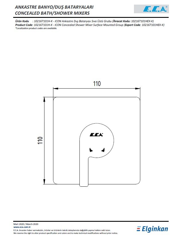 Eca Icon Ankastre Duş Bataryası Sıva Üstü Grubu 102167101H-K.jpg Teknik Resim