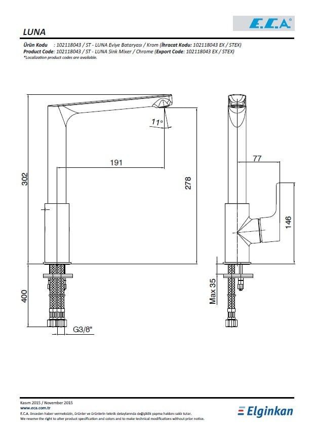 Eca Luna Mutfak Bataryası 102118043 Teknik Resim