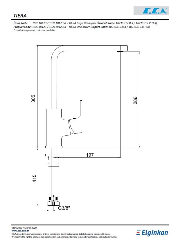 Eca Tiera Mutfak Bataryası 102118123 Teknik Resim